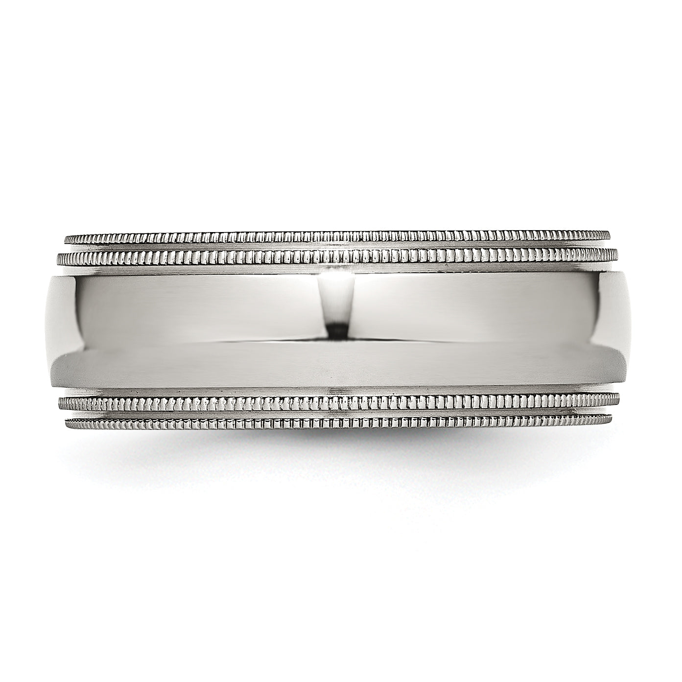 Grooved & Beaded Wedding Band in Stainless Steel, 8mm