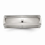 Sophia Jewelers Stainless Steel Grooved Beaded Polished Wedding Band Engravable