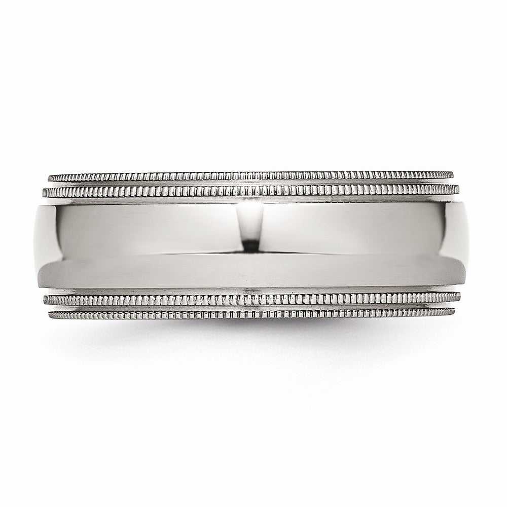 Sophia Jewelers Stainless Steel Grooved Beaded Polished Wedding Band Engravable