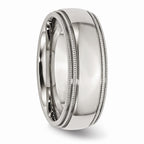Sophia Jewelers Stainless Steel Grooved Beaded Polished Wedding Band Engravable