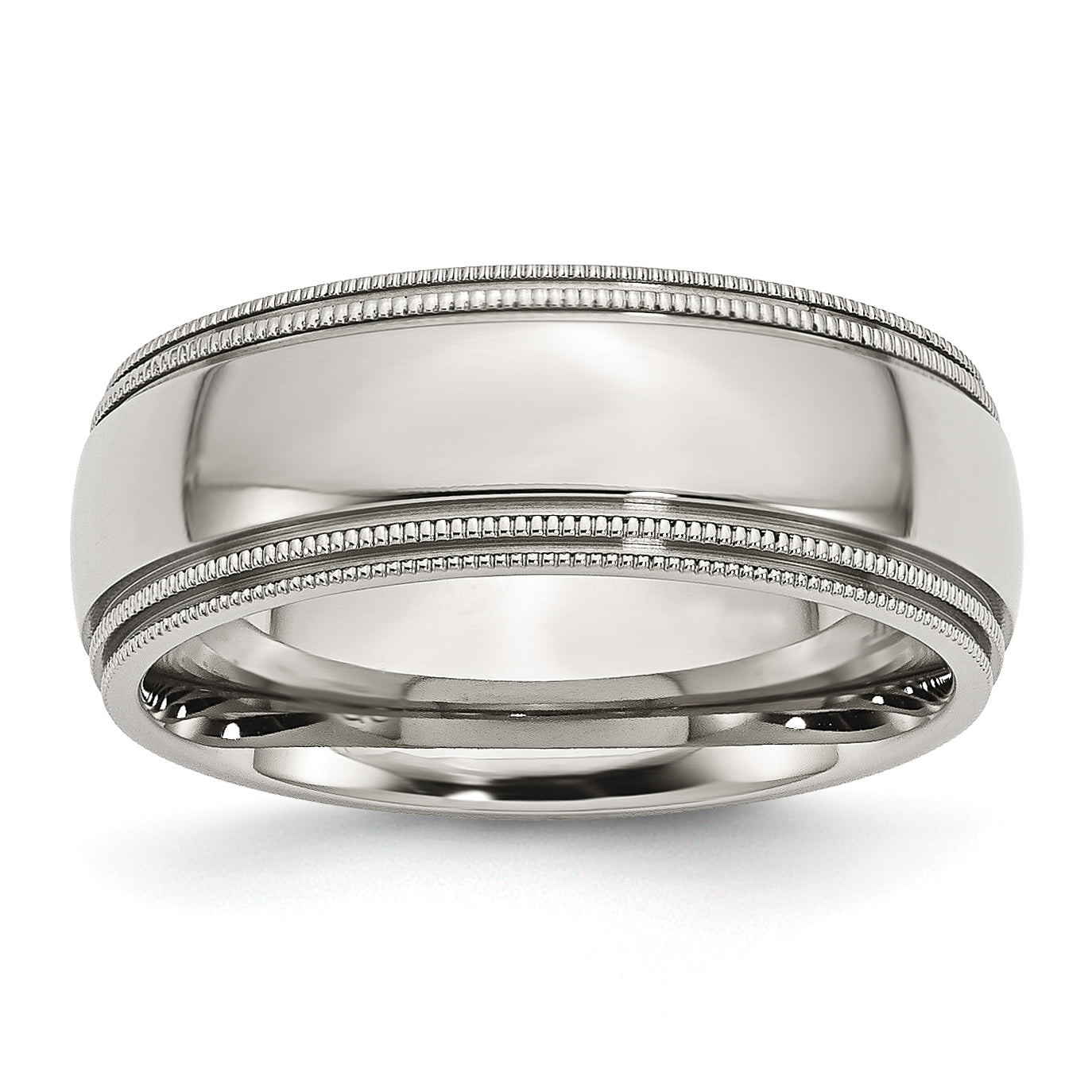 Stainless Steel Grooved and Beaded 8mm Polished Band Main image