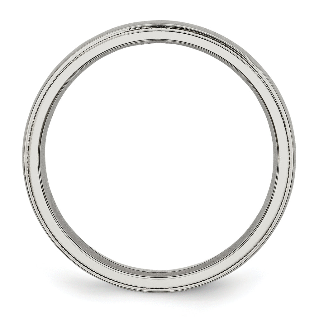 Grooved & Beaded Comfort-Fit Wedding Band in Stainless Steel, 4mm