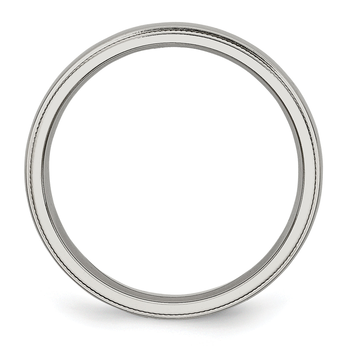 Grooved & Beaded Comfort-Fit Wedding Band in Stainless Steel, 4mm