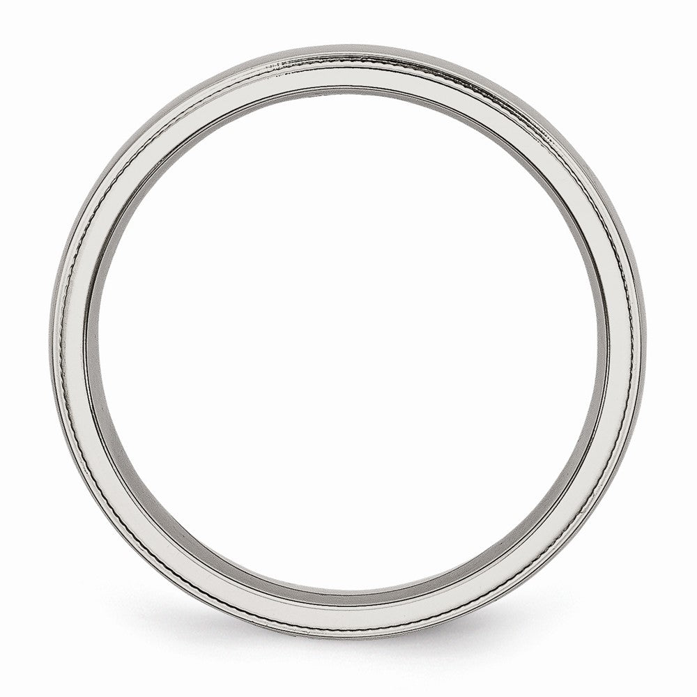 Grooved & Beaded Comfort-Fit Wedding Band in Stainless Steel, 4mm
