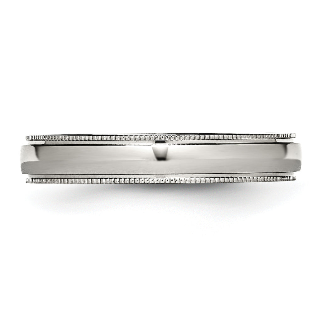 Grooved & Beaded Comfort-Fit Wedding Band in Stainless Steel, 4mm