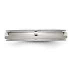Grooved & Beaded Comfort-Fit Wedding Band in Stainless Steel, 4mm