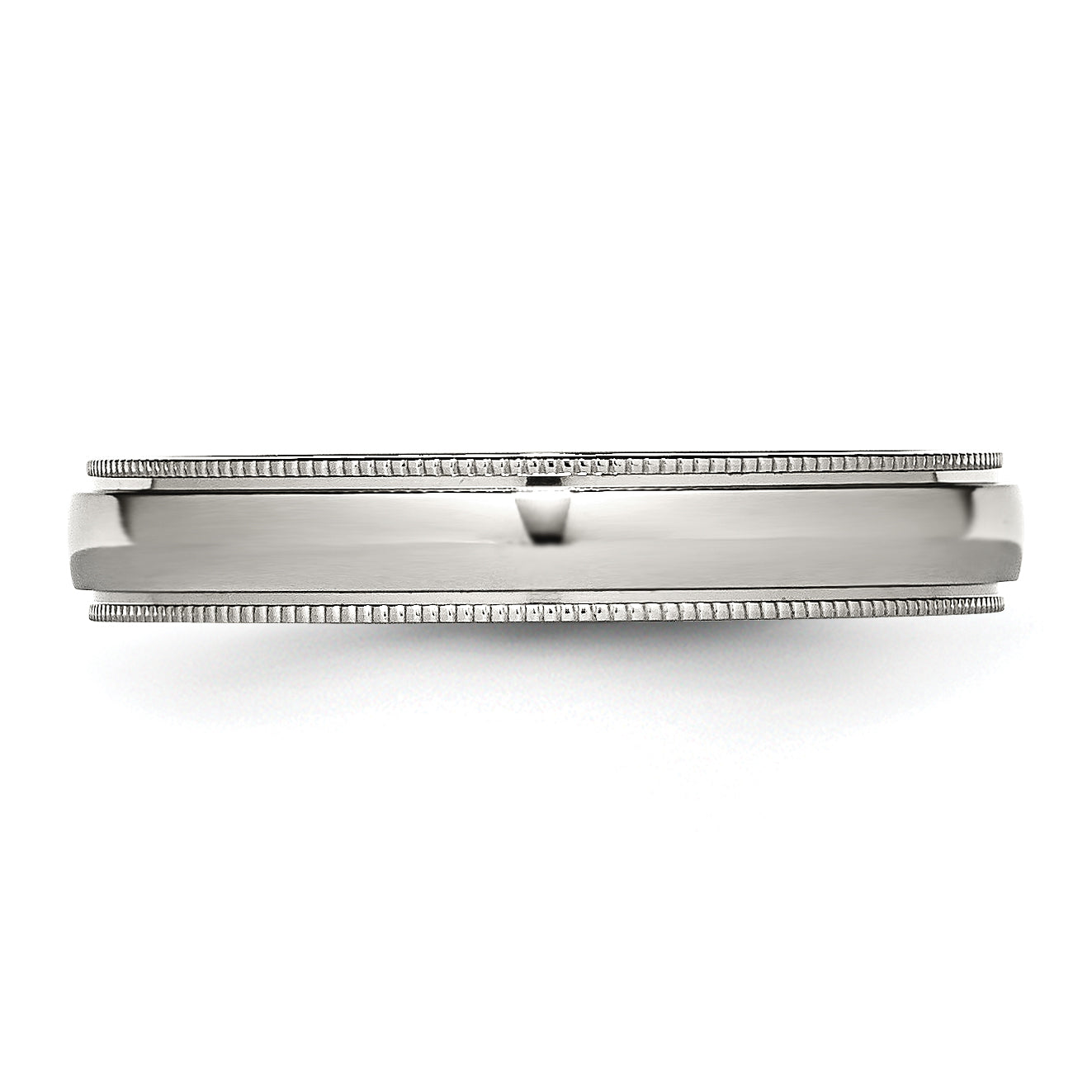 Grooved & Beaded Comfort-Fit Wedding Band in Stainless Steel, 4mm