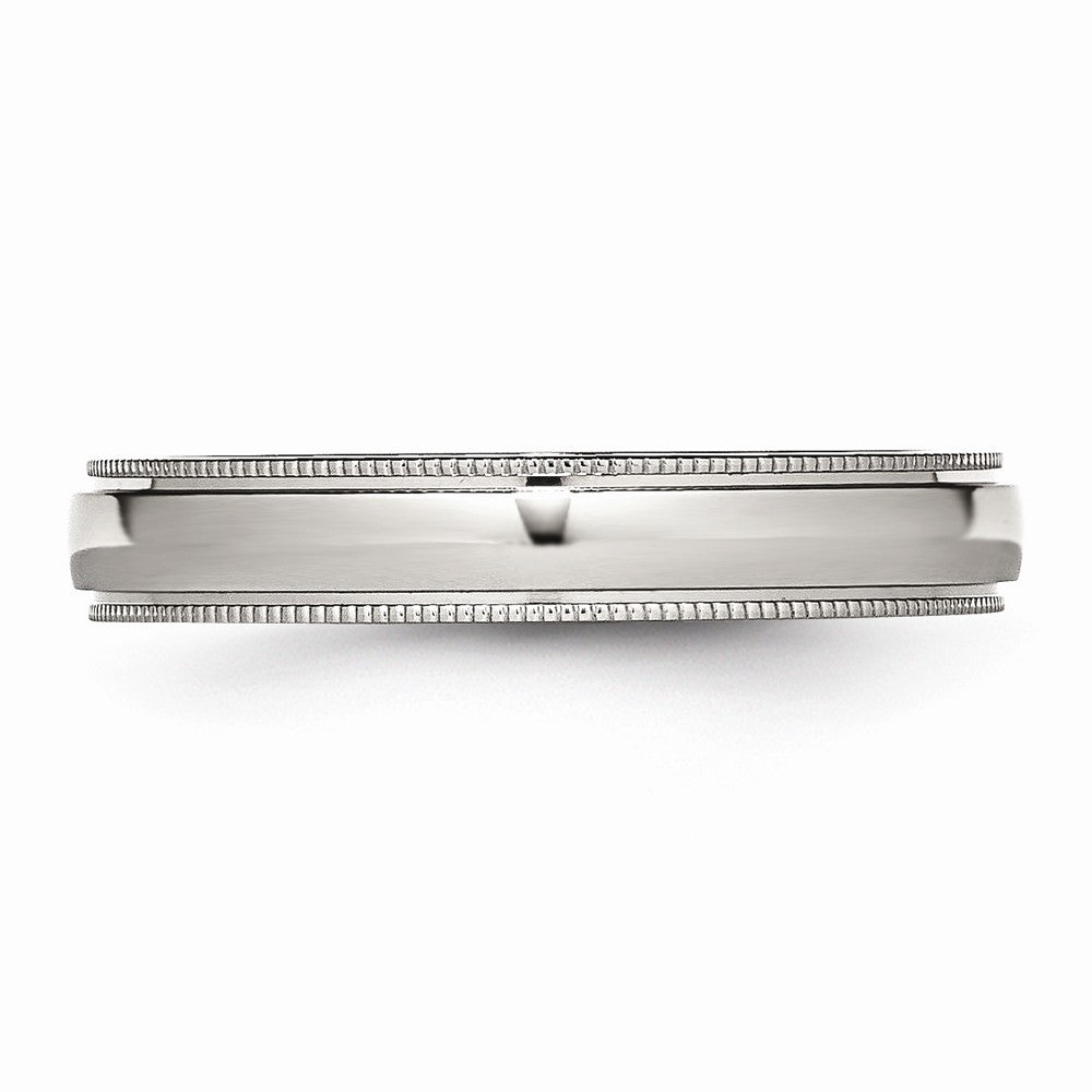 Grooved & Beaded Comfort-Fit Wedding Band in Stainless Steel, 4mm