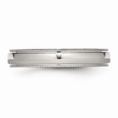 Sophia Jewelers Stainless Steel Wedding Band with Grooved Beaded Edge - 6 - 6