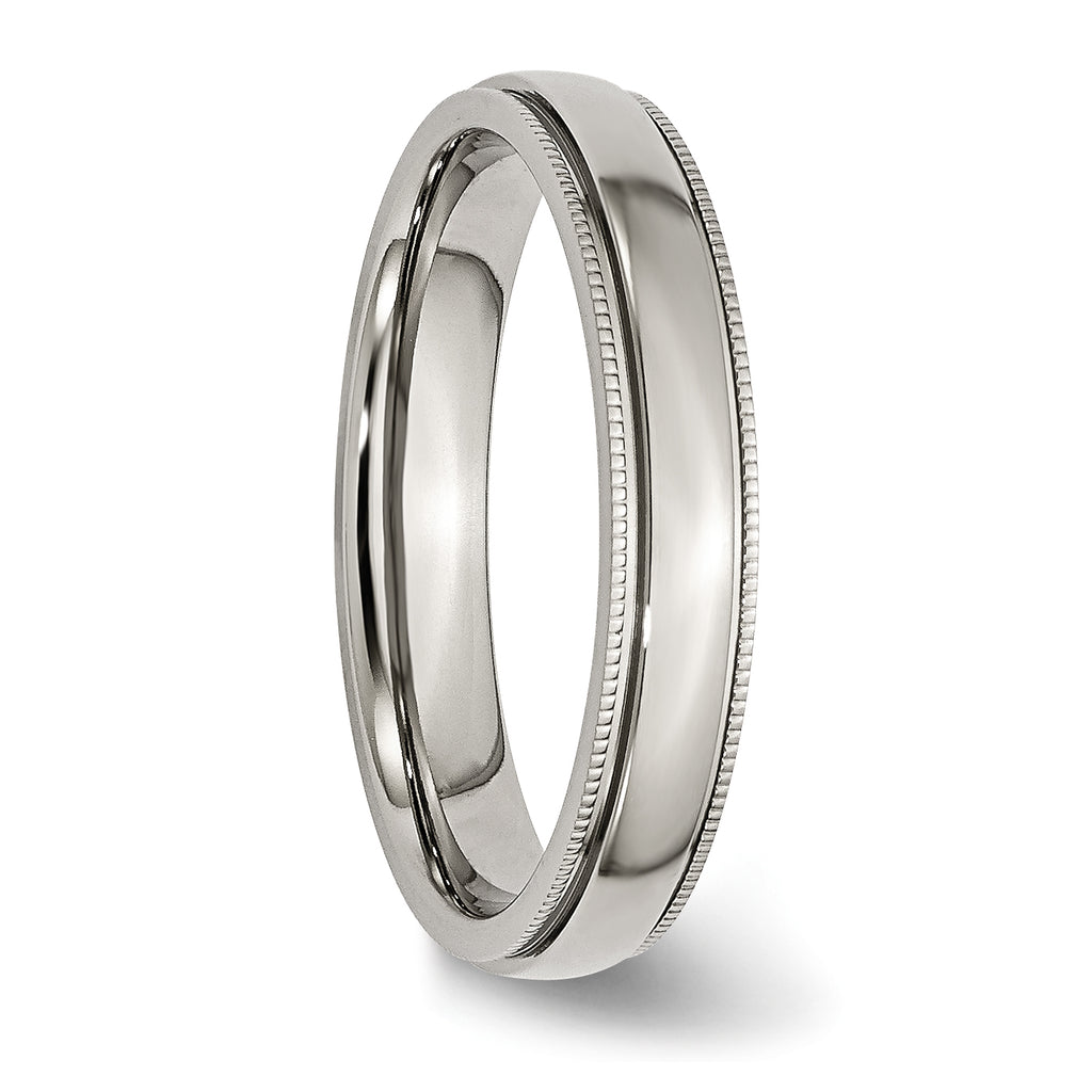 Grooved & Beaded Comfort-Fit Wedding Band in Stainless Steel, 4mm