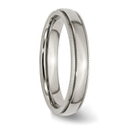 Grooved & Beaded Comfort-Fit Wedding Band in Stainless Steel, 4mm