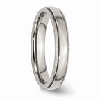 Grooved & Beaded Comfort-Fit Wedding Band in Stainless Steel, 4mm