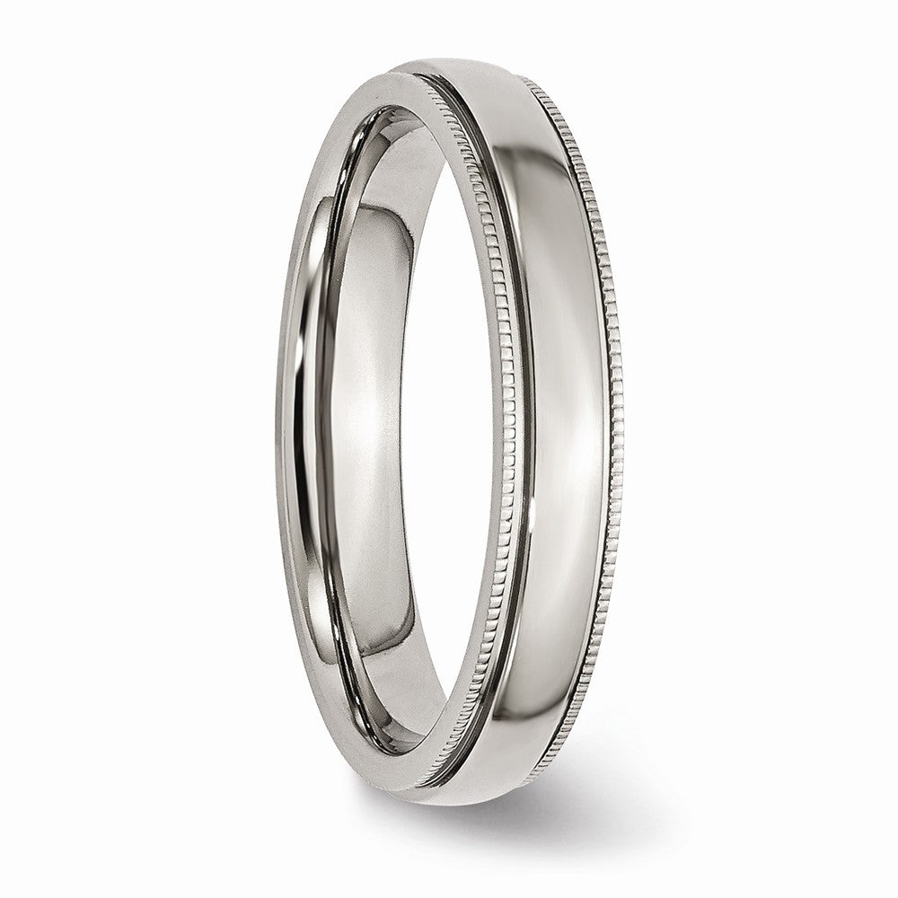 Grooved & Beaded Comfort-Fit Wedding Band in Stainless Steel, 4mm