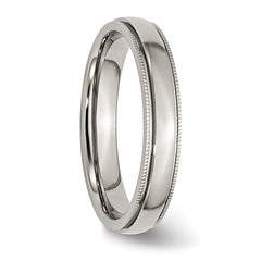 Stainless Steel Polished 4mm Grooved and Beaded Band