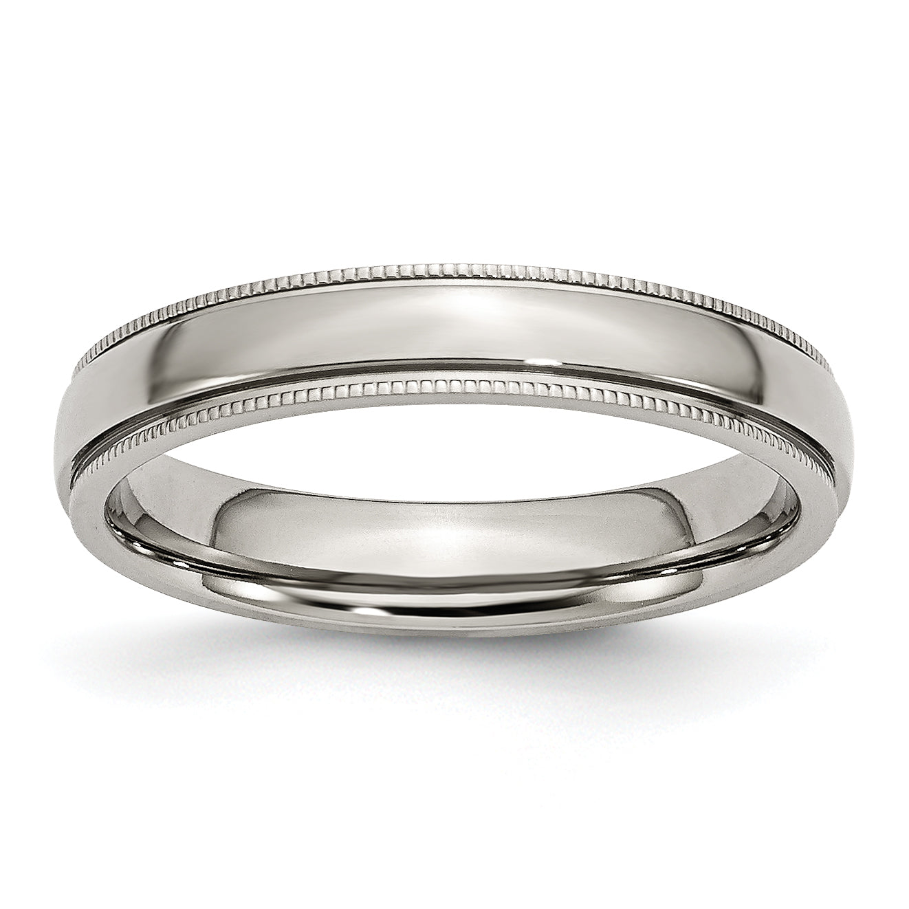 Stainless Steel Polished 4mm Grooved and Beaded Band Main image