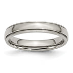 Grooved & Beaded Comfort-Fit Wedding Band in Stainless Steel, 4mm