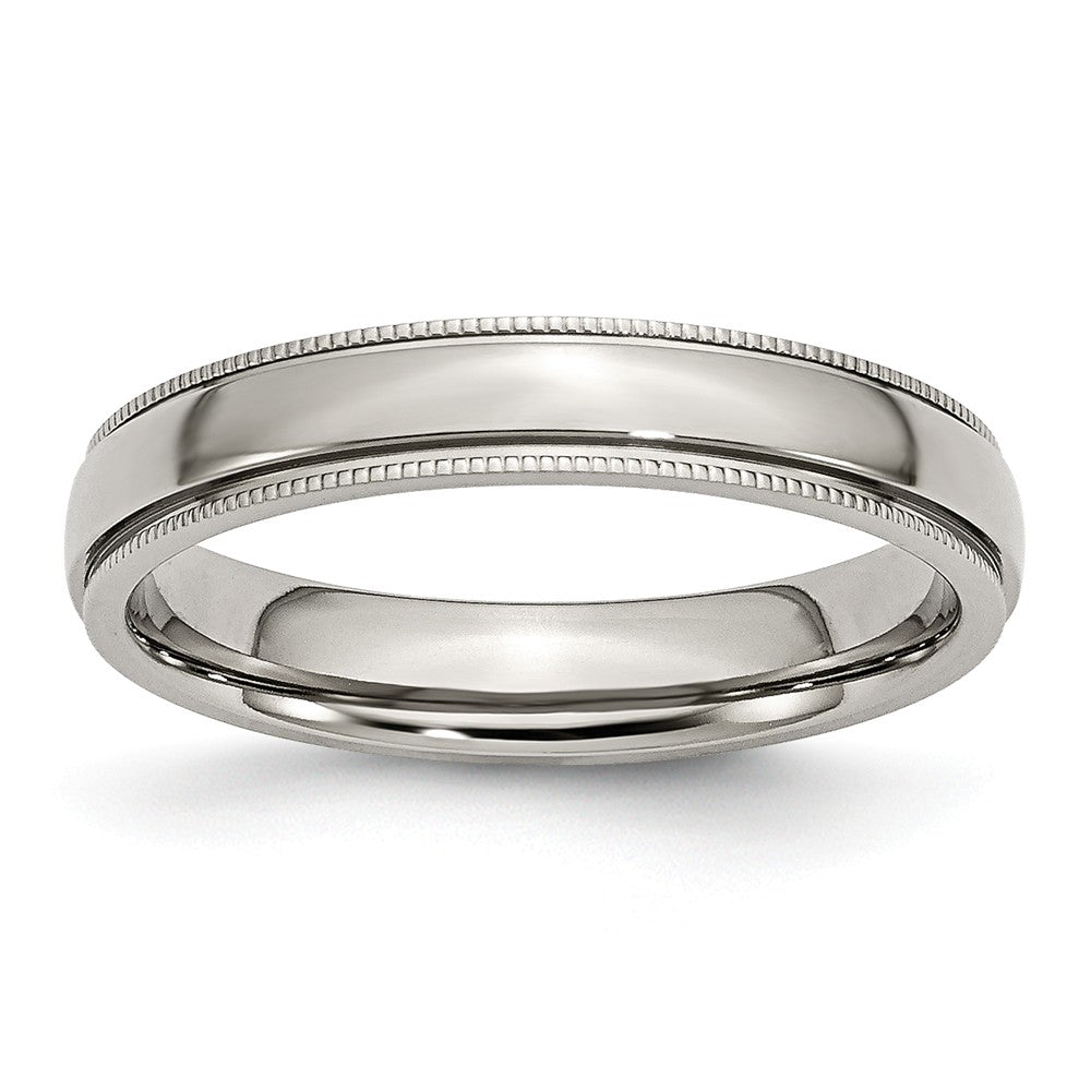 Grooved & Beaded Comfort-Fit Wedding Band in Stainless Steel, 4mm