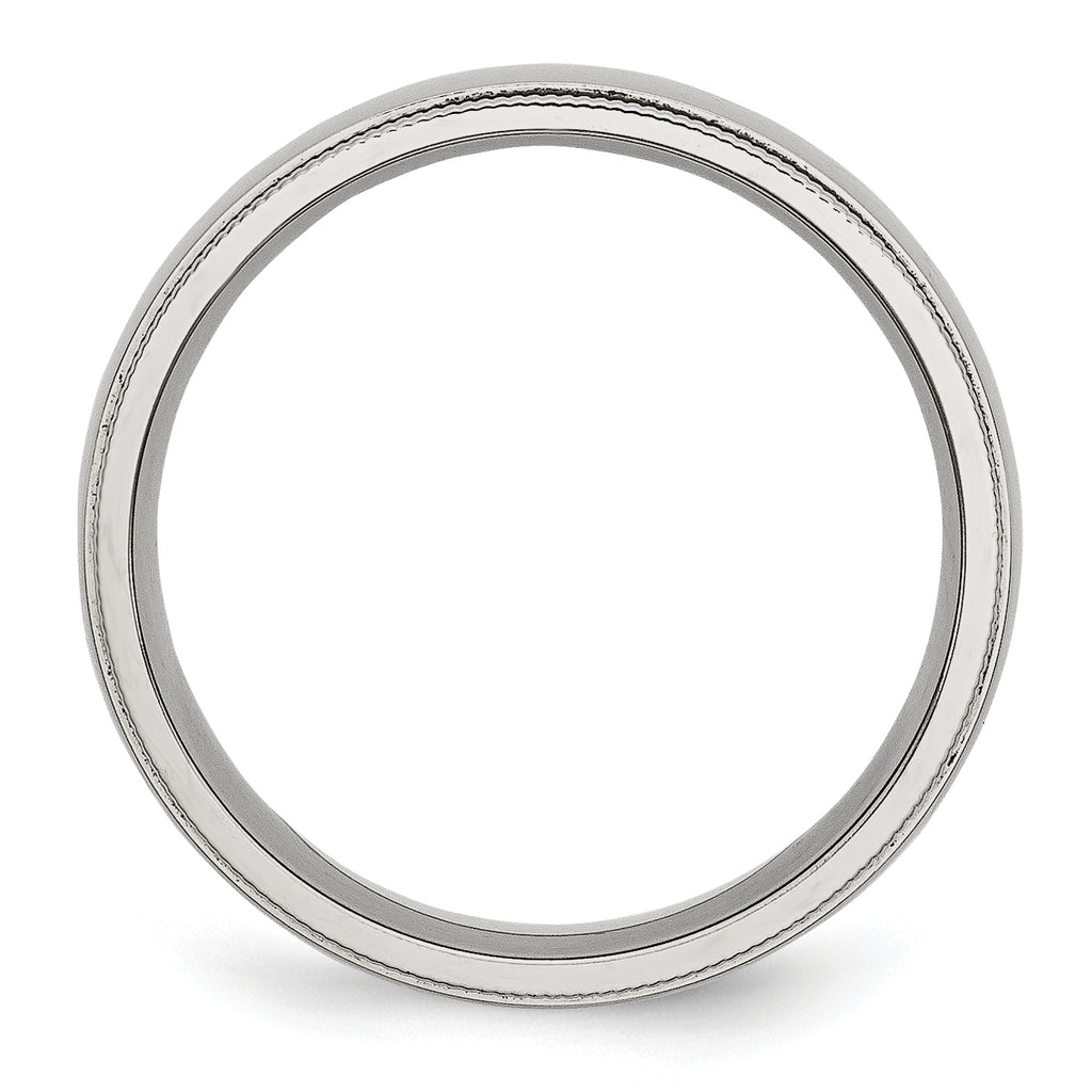 Grooved & Beaded Comfort-Fit Wedding Band in Stainless Steel, 6mm