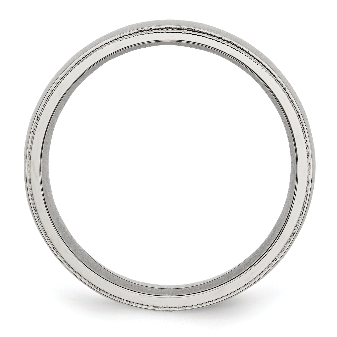 Grooved & Beaded Comfort-Fit Wedding Band in Stainless Steel, 6mm