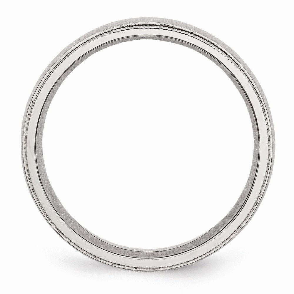 Grooved & Beaded Comfort-Fit Wedding Band in Stainless Steel, 6mm