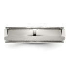 Grooved & Beaded Comfort-Fit Wedding Band in Stainless Steel, 6mm