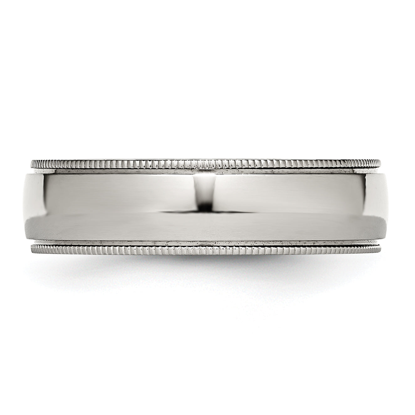 Grooved & Beaded Comfort-Fit Wedding Band in Stainless Steel, 6mm