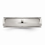 Grooved & Beaded Comfort-Fit Wedding Band in Stainless Steel, 6mm