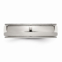 Sophia Jewelers Polished Stainless Steel Grooved Comfort Fit Wedding Band - 6 - 6