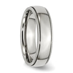 Grooved & Beaded Comfort-Fit Wedding Band in Stainless Steel, 6mm