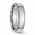 Grooved & Beaded Comfort-Fit Wedding Band in Stainless Steel, 6mm