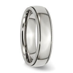 Stainless Steel Polished 6mm Grooved and Beaded Band