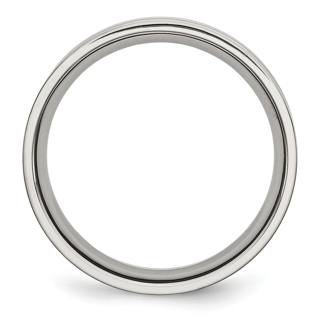 Grooved Wedding Band in Stainless Steel, 6mm
