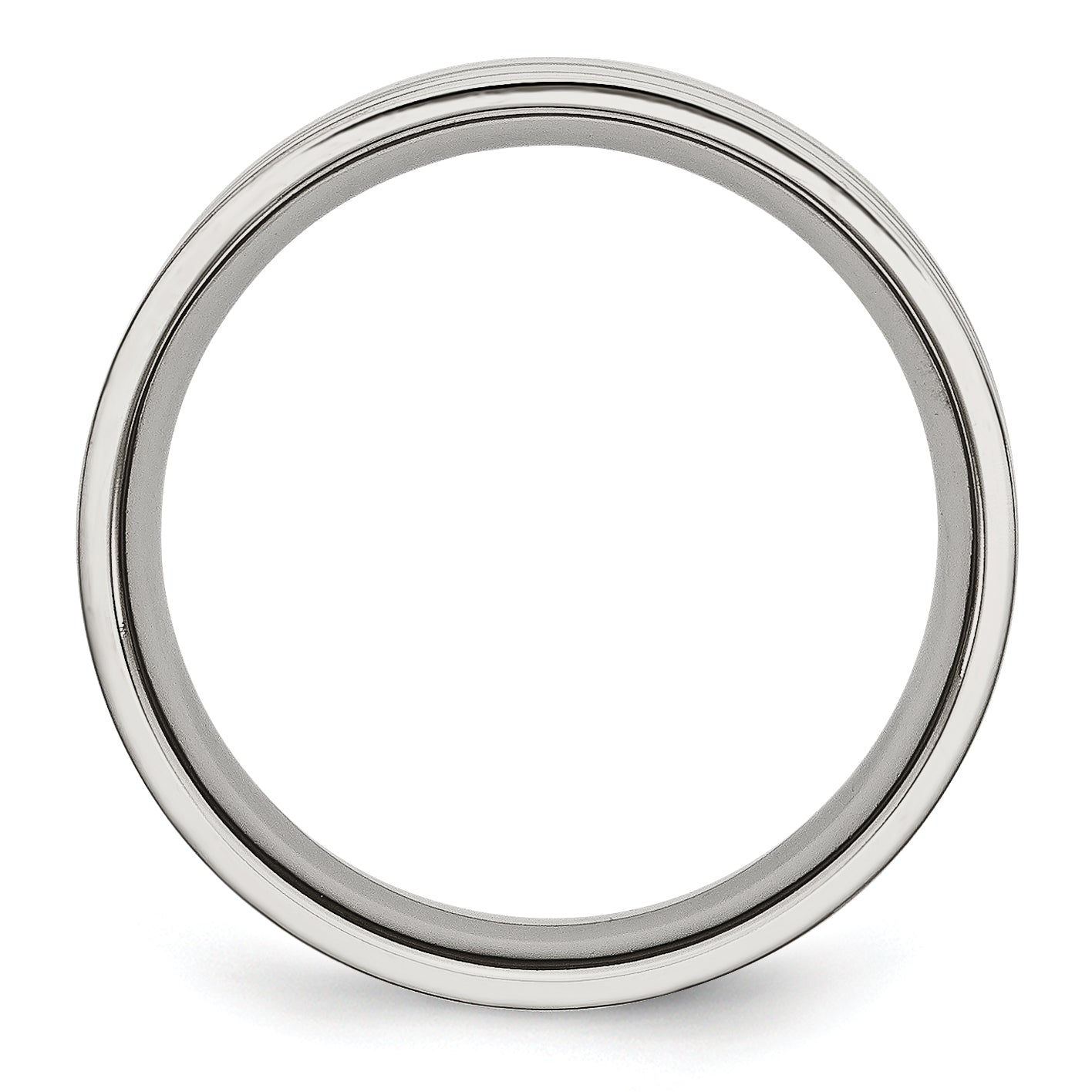 Grooved Wedding Band in Stainless Steel, 6mm
