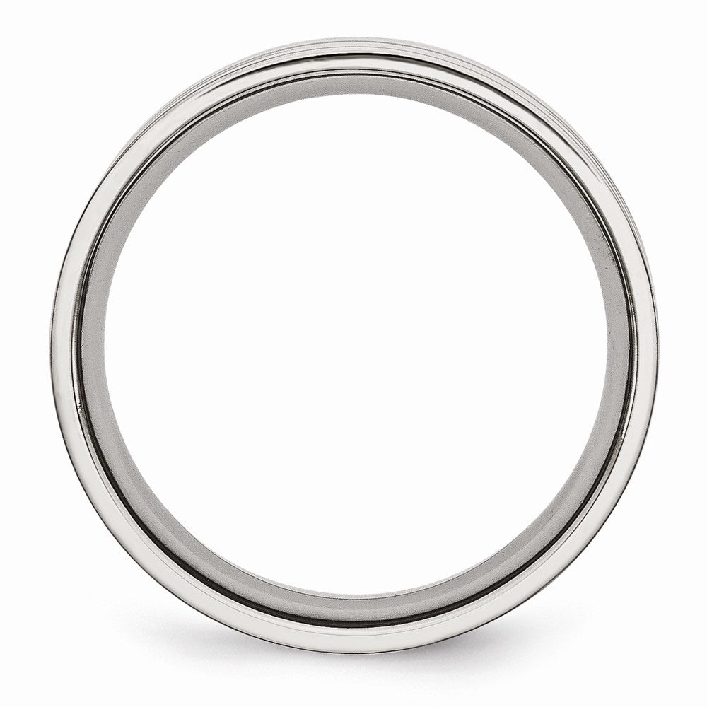 Grooved Wedding Band in Stainless Steel, 6mm Secondary image