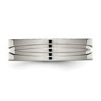 Grooved Wedding Band in Stainless Steel, 6mm