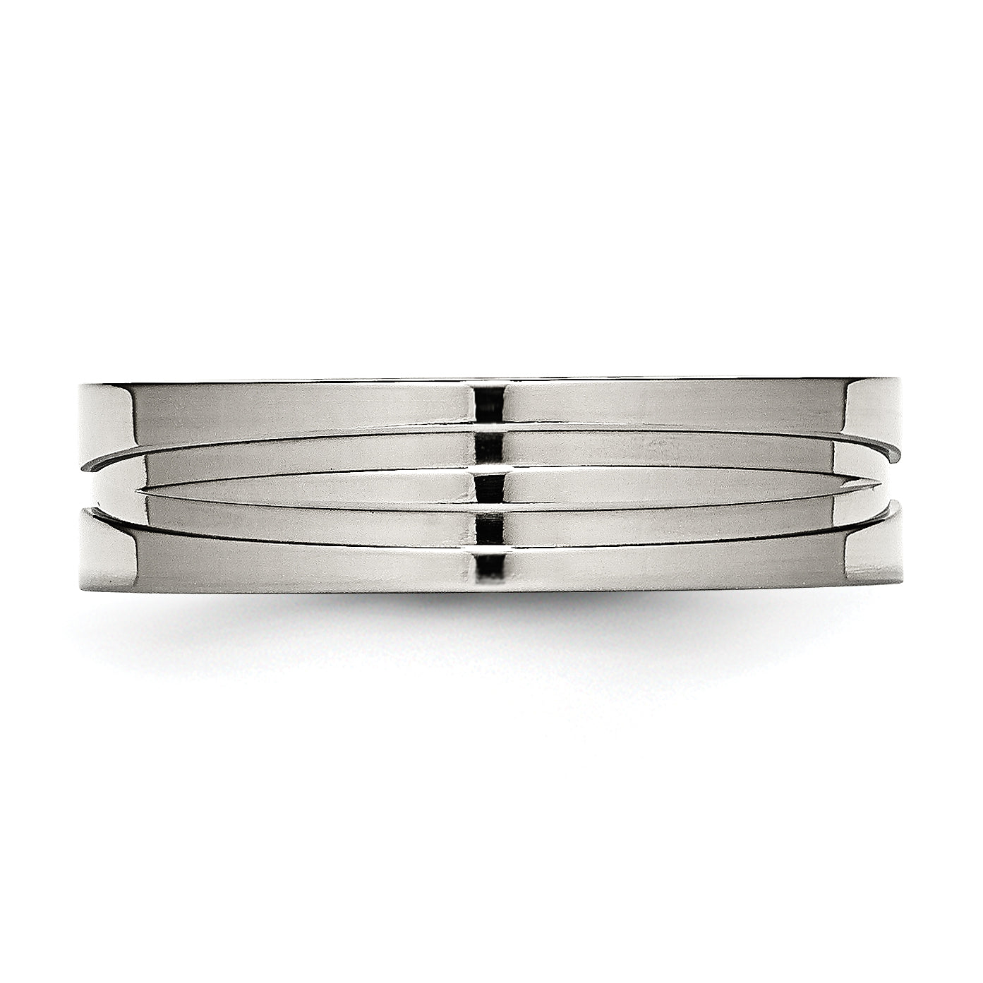 Grooved Wedding Band in Stainless Steel, 6mm