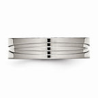 Grooved Wedding Band in Stainless Steel, 6mm