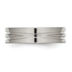 Grooved Wedding Band in Stainless Steel, 6mm