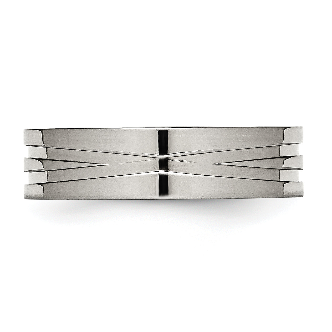 Grooved Wedding Band in Stainless Steel, 6mm