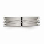 Grooved Wedding Band in Stainless Steel, 6mm