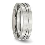 Grooved Wedding Band in Stainless Steel, 6mm