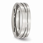 Grooved Wedding Band in Stainless Steel, 6mm