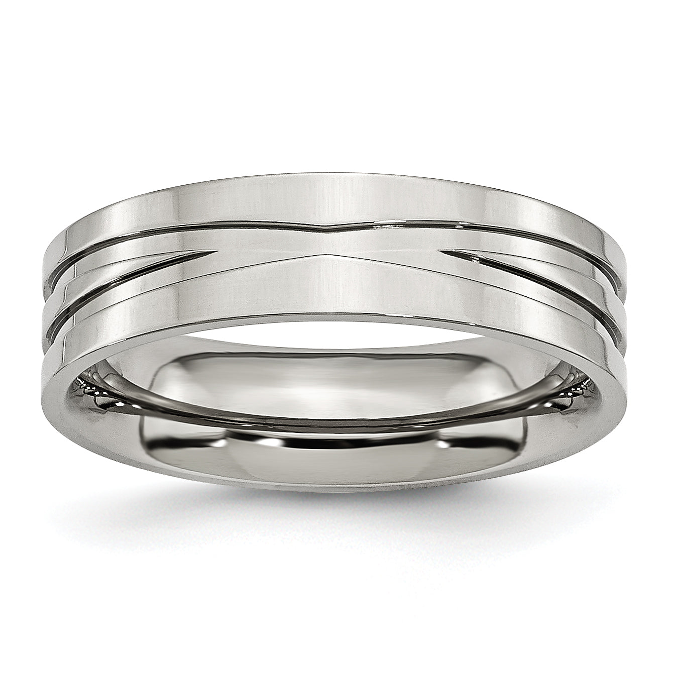 Stainless Steel Polished 6mm Grooved Band Main image