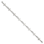 Chisel Stainless Steel Polished Sideways Cross Link 10 inch Anklet