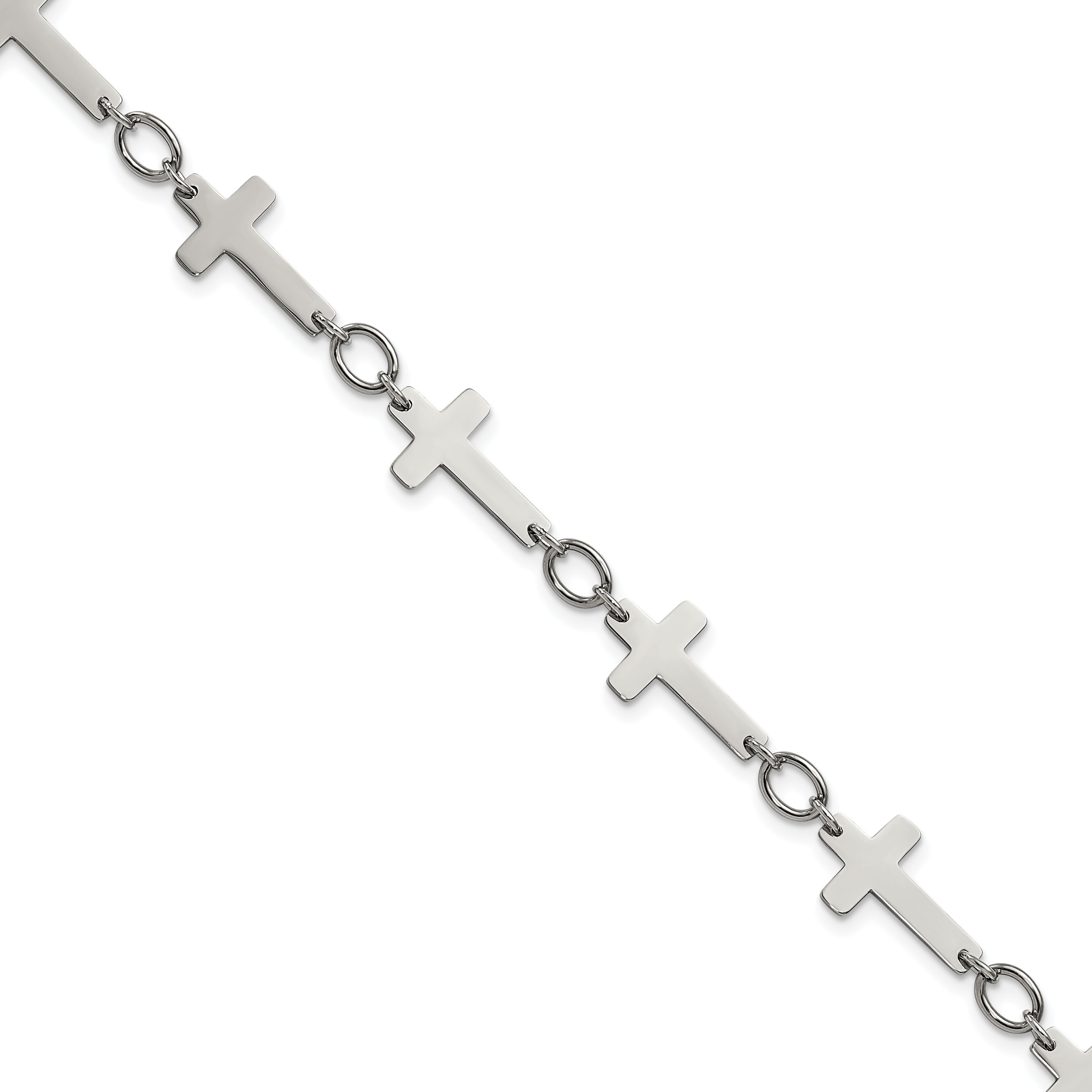 Chisel Stainless Steel Polished Sideways Cross Link 10 inch Anklet Main image