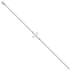 Chisel Stainless Steel Polished Sideways Cross 10 inch Anklet