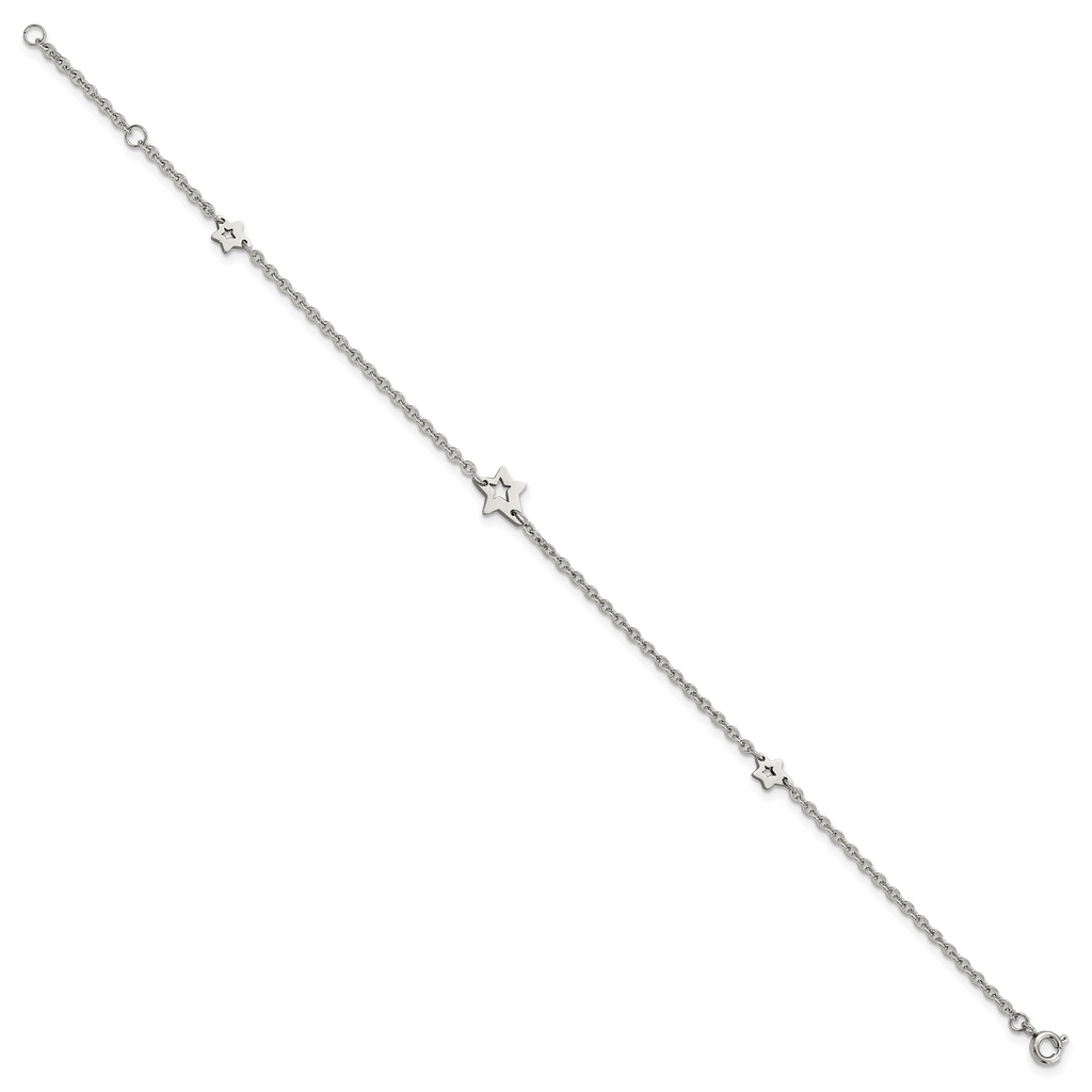 Stars Anklet in Stainless Steel, 9-Inch
