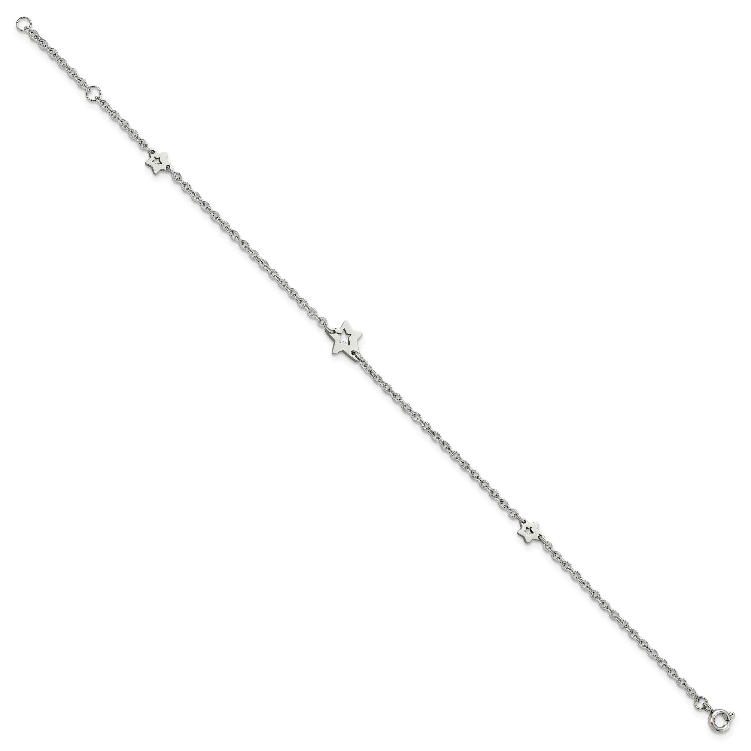 Stars Anklet in Stainless Steel, 9-Inch
