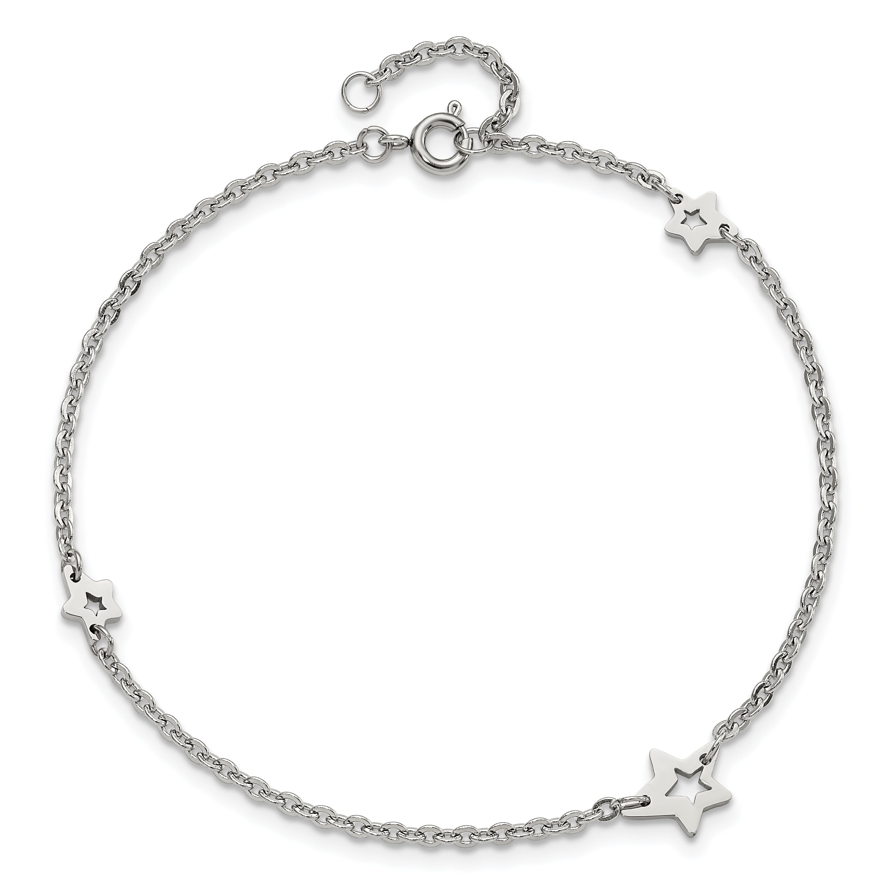 Stars Anklet in Stainless Steel, 9-Inch