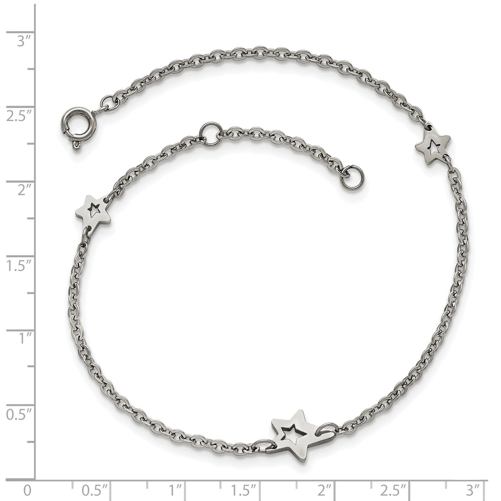 Stars Anklet in Stainless Steel, 9-Inch